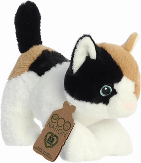 Aurora® Responsibly Made Eco Nation™ Calico Cat Stuffed Animal - Ideal for Playtime Adventures - Perfect for Birthdays or Just Because - White 8.5 Inches