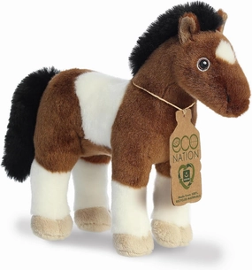 Aurora® Responsibly Made Eco Nation™ Paint Horse Stuffed Animal - Ideal for Playtime Adventures - Perfect for Birthdays or Just Because - Brown 11 Inches