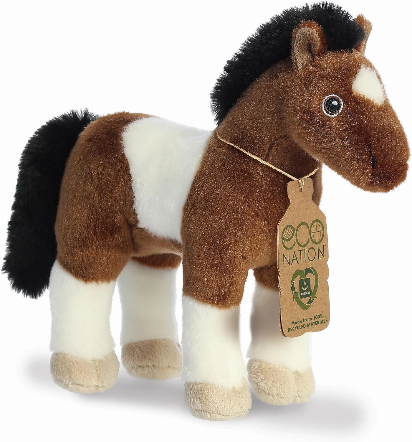 Aurora® Responsibly Made Eco Nation™ Paint Horse Stuffed Animal - Ideal for Playtime Adventures - Perfect for Birthdays or Just Because - Brown 11 Inches