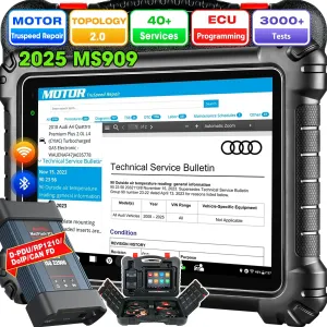 Autel MaxiSys MS909 Scanner, 2025 Smart Diagnostics w/Topology 2.0, New Motor TruSpeed Same as MS919 MSUltra, TSB, Repair Tips, Up of Elite 2 PRO, ECU Programming/Coding, 40  Reset, 3K  Active Tests