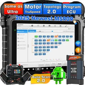 Autel Scanner MaxiSys MS909, Same as MSUltra MS919 Intelligent Scan Tool Up of Elite 2 PRO MS908S PRO II, Motor TruSpeed, Topology 2.0, J2534 ECU Programming Coding, 40 Reset 3000  Tests, CAN FD DoIP