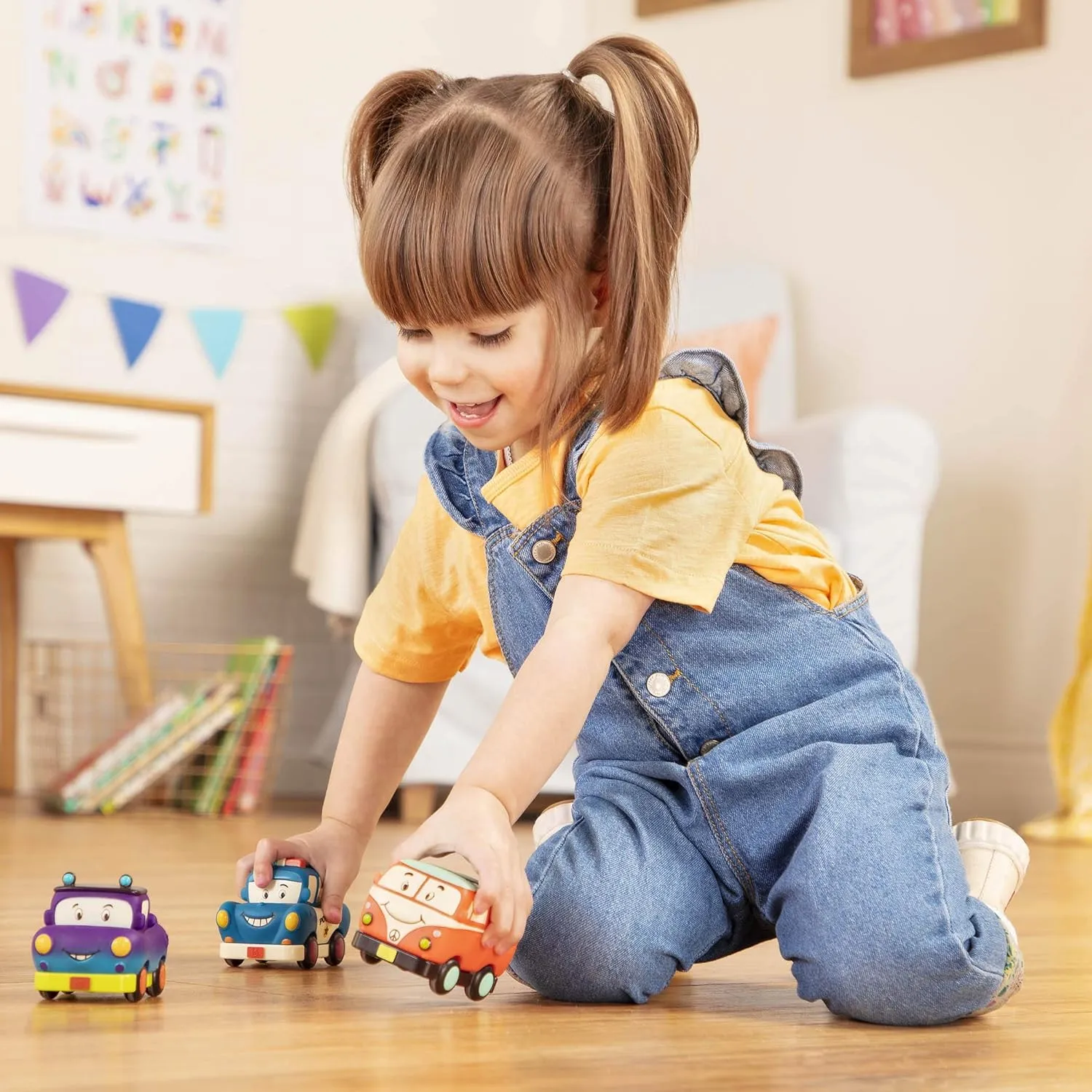 B. toys- Mini Pull-Back Vehicles Set- Set of 3 Vehicles- Truck, Camper Van, Police- 12 months  