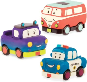 B. toys- Mini Pull-Back Vehicles Set- Set of 3 Vehicles- Truck, Camper Van, Police- 12 months  