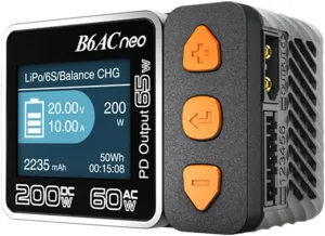B6AC neo AC/DC Mini Smart Charger DC200W AC60W 1-6S LiPo Battery Balance Charger Discharger Multi Safe Protection for RC Car Boat Airplane Drone Quadcopter