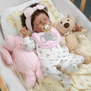 BABESIDE Lifelike Reborn Baby Dolls Black Girl- 17-Inch Realistic Newborn Baby Doll Real Life Baby Dolls with Clothes and Toy Gift for Kids Age 3 