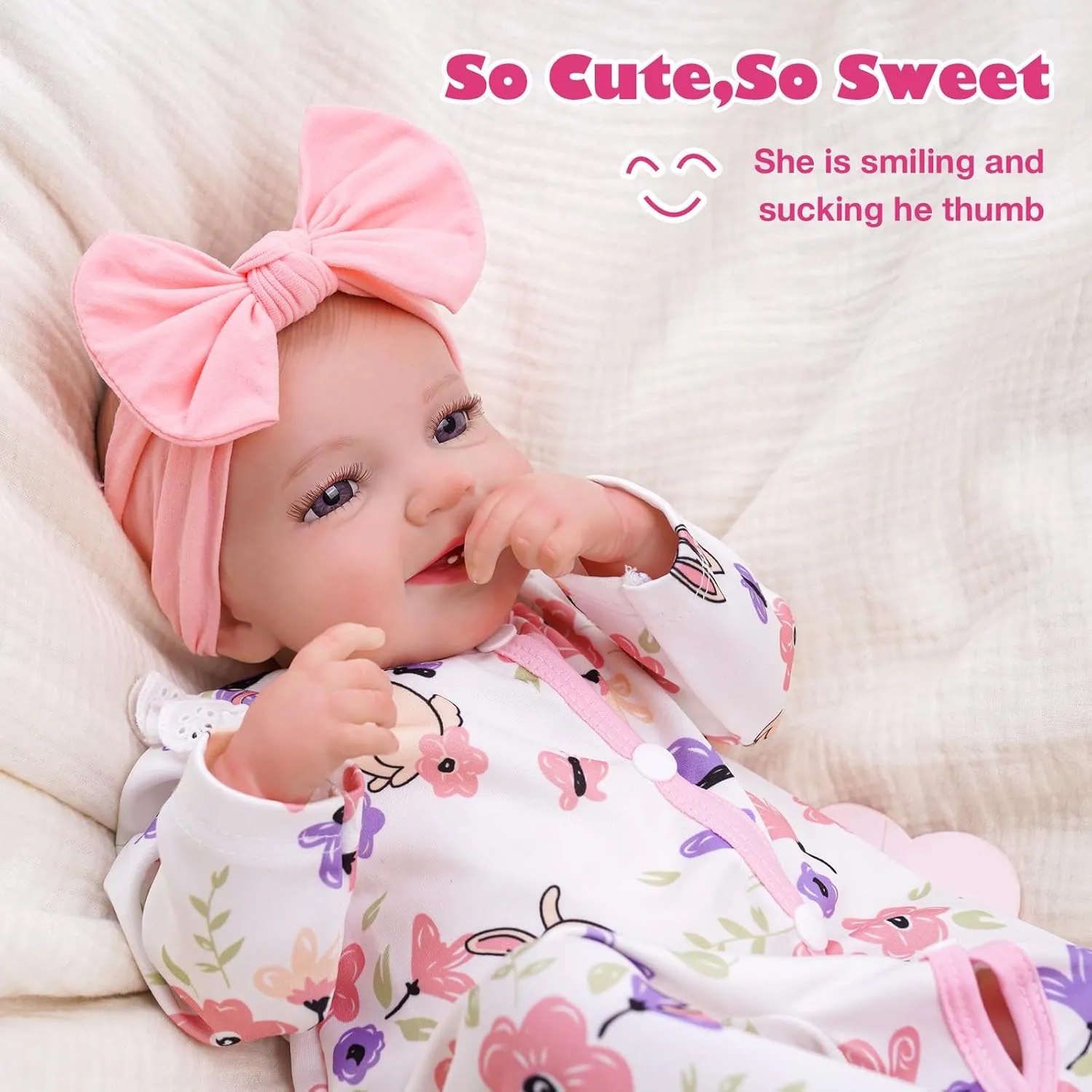 BABESIDE Lifelike Reborn Baby Dolls - Leen, 20-Inch Soft Body Realistic-Newborn Smile Baby Girl Doll Poseable Real Life Baby Dolls with Toy Accessories Set for Kids Age 3 