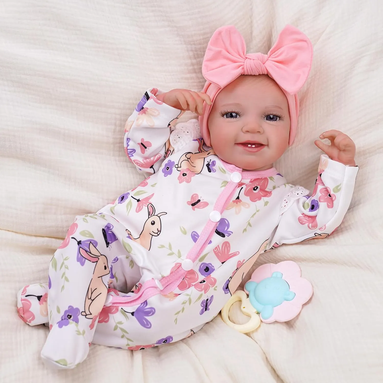 BABESIDE Lifelike Reborn Baby Dolls - Leen, 20-Inch Soft Body Realistic-Newborn Smile Baby Girl Doll Poseable Real Life Baby Dolls with Toy Accessories Set for Kids Age 3 