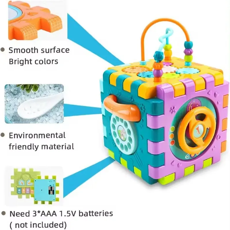 Baby 6 in 1 Busy Learners Activity Cube Piano Toy with Sounds (1.5-4 Years)
