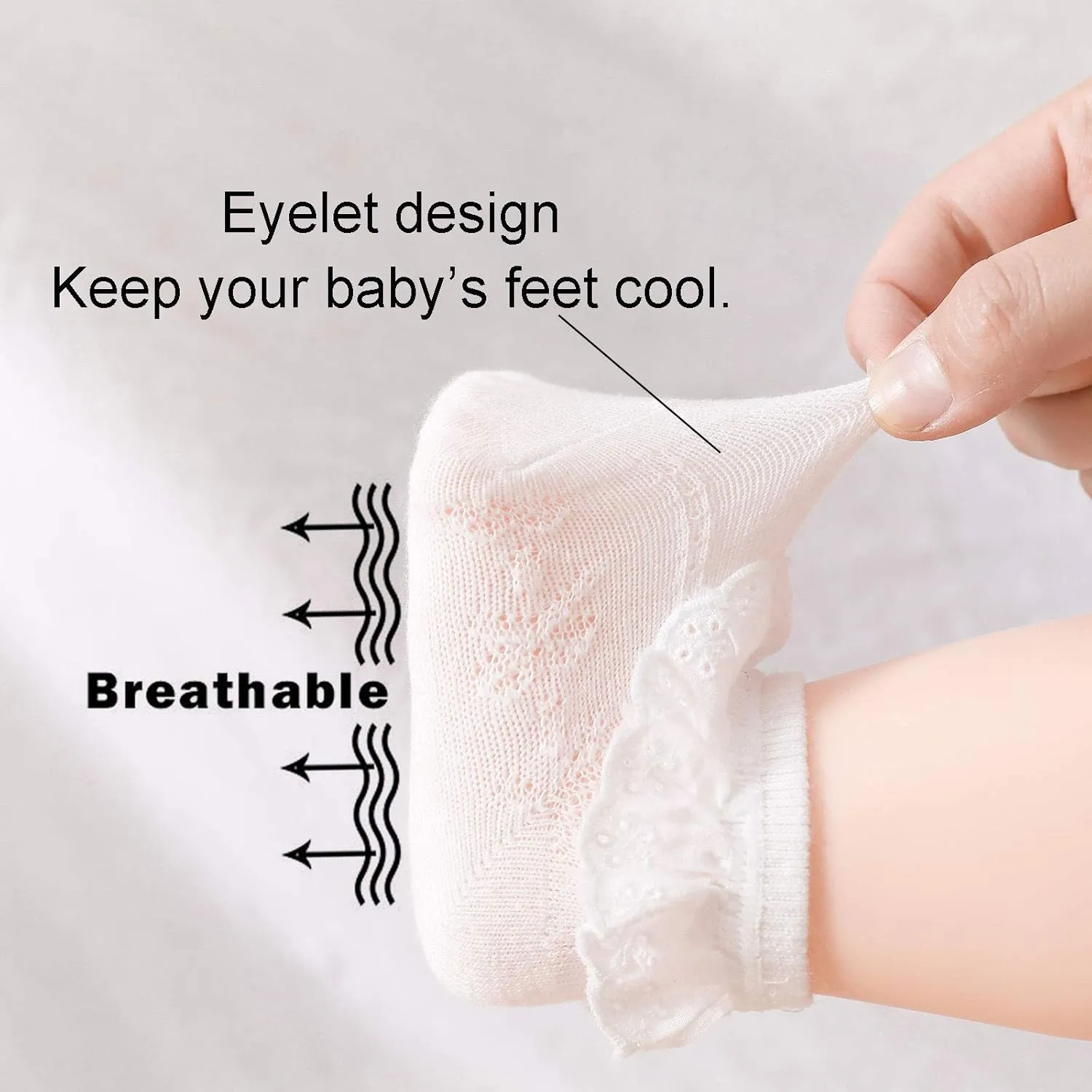 Baby Lace Socks Baby Girl Double/Eyelet Lace Ruffle Frilly Socks for Newborn Infant and toddlers Gift Set