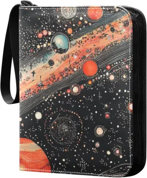 baseball card holder card holder with double sided removable sleeves for game, baseball cards collection Colorful Space Planets and Earth