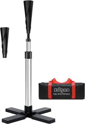 Baseball/Softball Batting Tee-(24"-47") Height Adjustable Premium Portable Baseball Tee with 2 Ultra- Flexible Rubber Tops and Heavy Duty Base for Teens/Adults