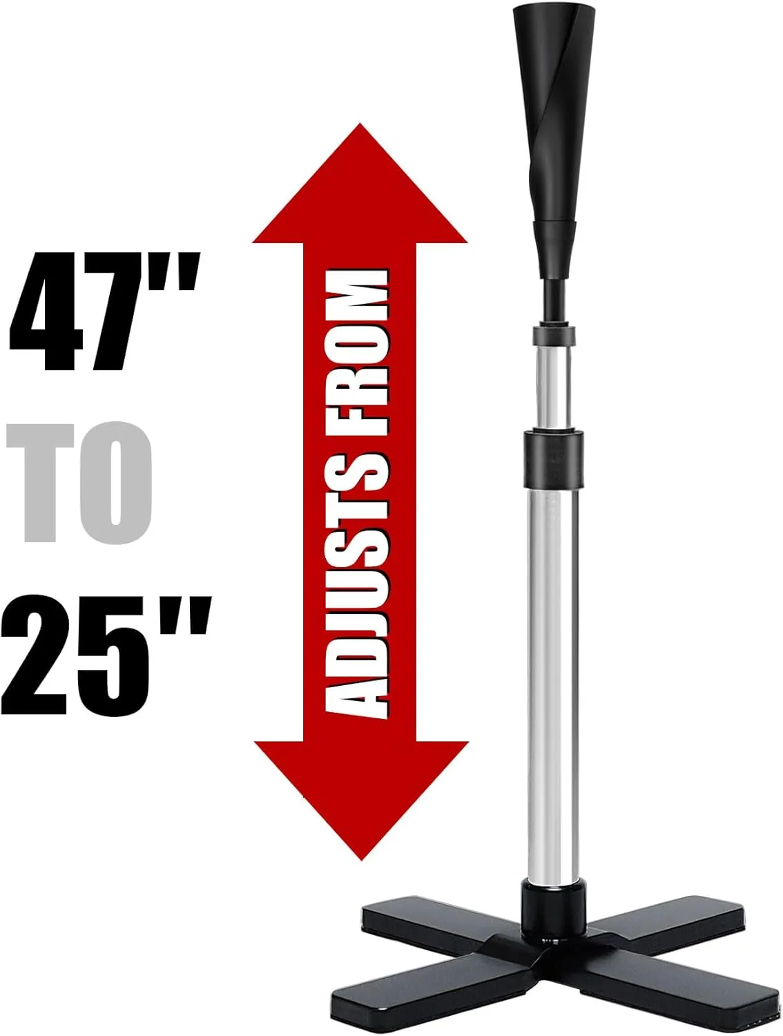 Baseball/Softball Batting Tee-(24"-47") Height Adjustable Premium Portable Baseball Tee with 2 Ultra- Flexible Rubber Tops and Heavy Duty Base for Teens/Adults