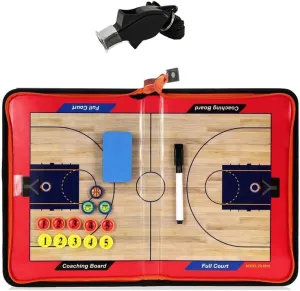 Basketball Coaching Board Strategy Tactics Clipboard with Coach Referee Whistle