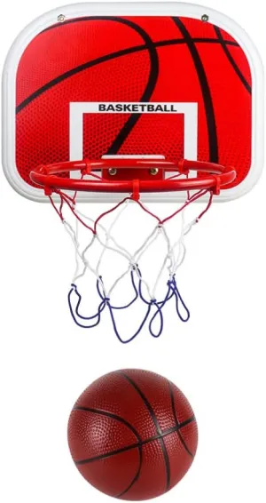 Basketball Hoop Indoor for Adults Door Room Basketball Hoop Mini Hoop with Adhesive Hooks Balls Pump Basketball Toys 1 Set