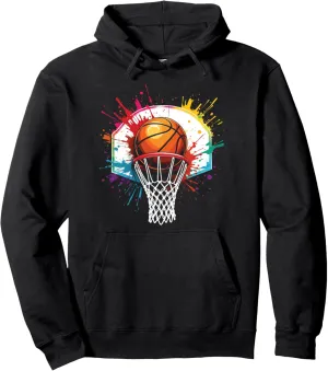 Basketball Player Colorful Tie Dye Hoop Net Sports Slam Dunk Pullover Hoodie
