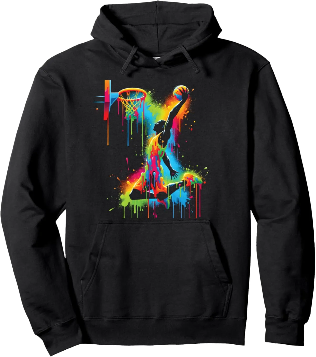 Basketball Player Slam Dunk Splash Color Sport Pullover Hoodie