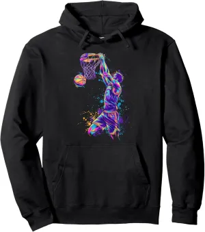 Basketball Slam Dunk Graphic for Sports Fans and Athletes Pullover Hoodie