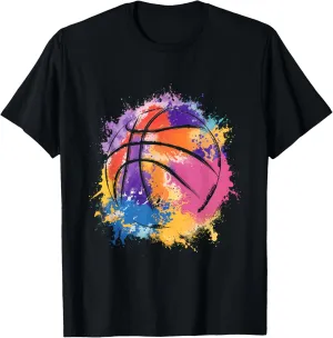 Basketball Splash Colorful Sports Play Game Dunk T-Shirt