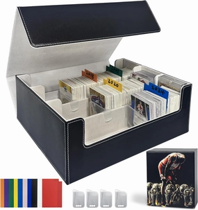 Basketball Card Deck Box for Trading Cards with 4 Supporters,1800  TCG Storage Box with 10 Colorful Dividers,Waterproof Magnetic Closure Card Deck Case Fit Magic Commander TCG Basketball Cards
