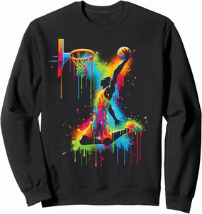 Basketball Player Slam Dunk Splash Color Sport Sweatshirt