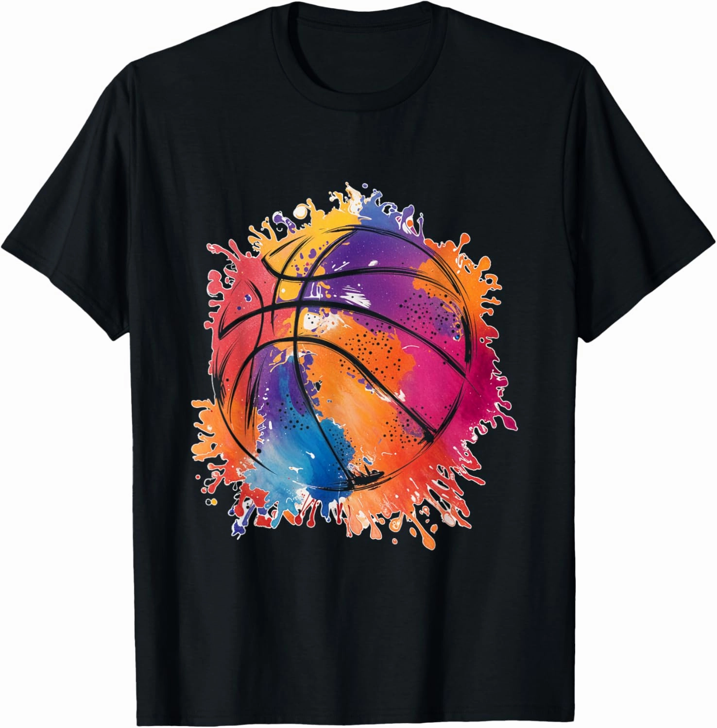 Basketball Splash Colorful Sport Dunk Team Players T-Shirt
