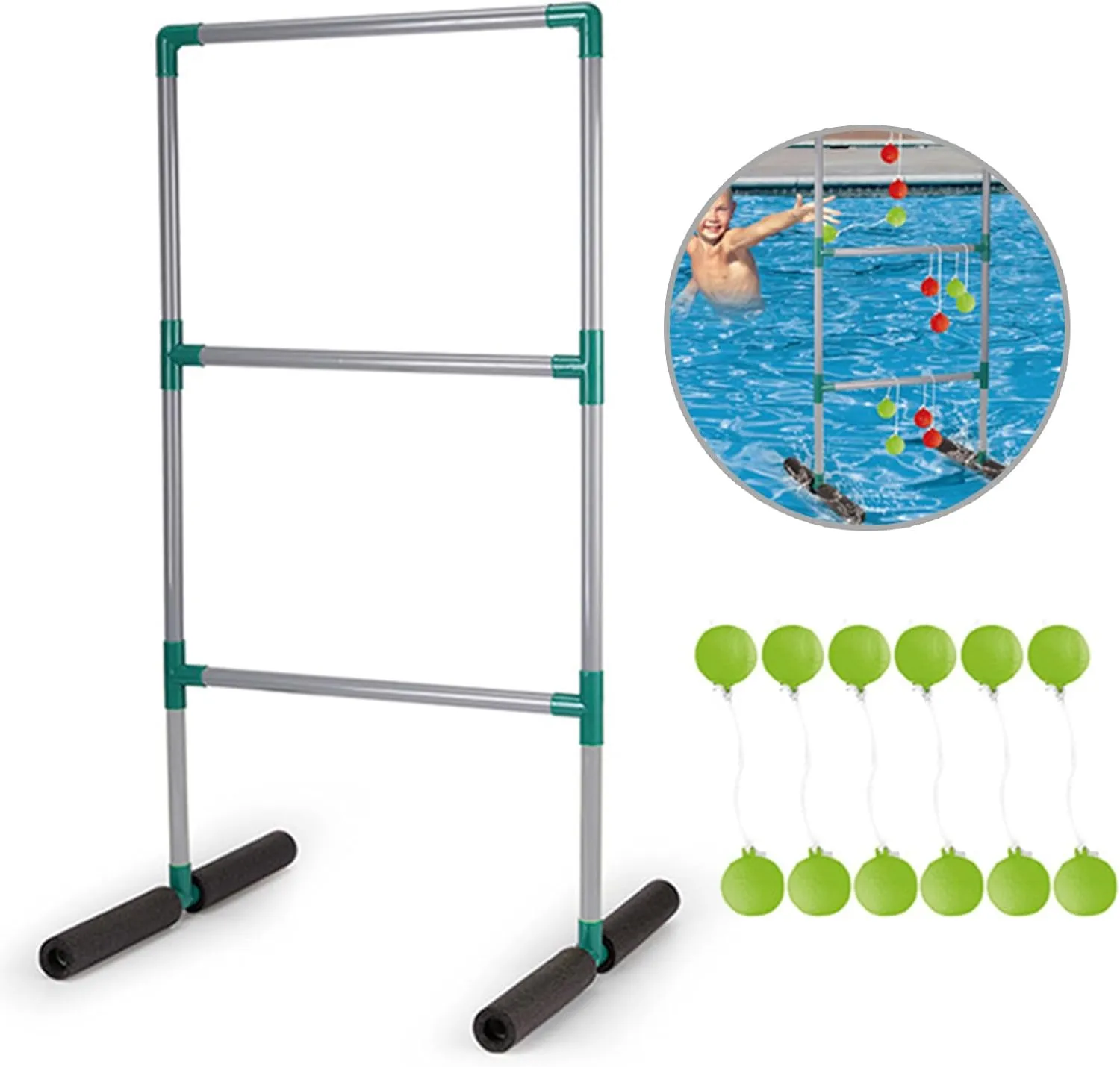 Basketballs Hoop Football Net for Poolsides with and Pump Outdoor Swimming Pool Basketballs Hoop Pool Football Set