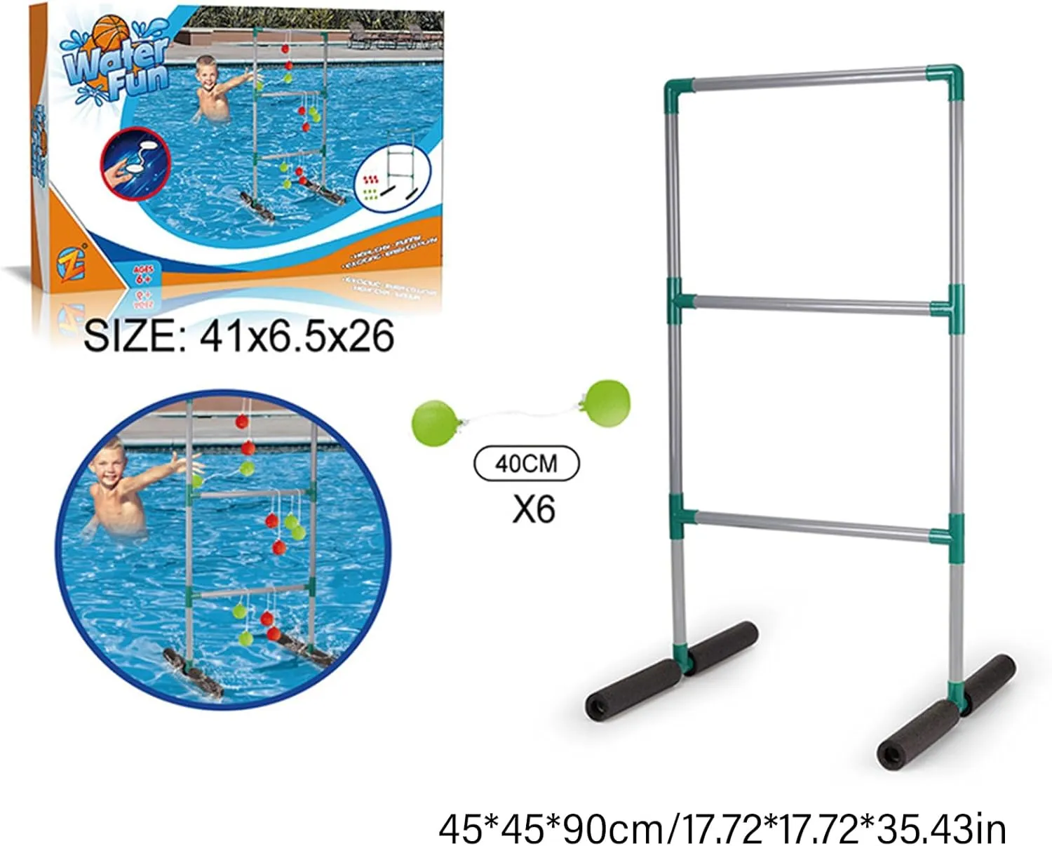Basketballs Hoop Football Net for Poolsides with and Pump Outdoor Swimming Pool Basketballs Hoop Pool Football Set