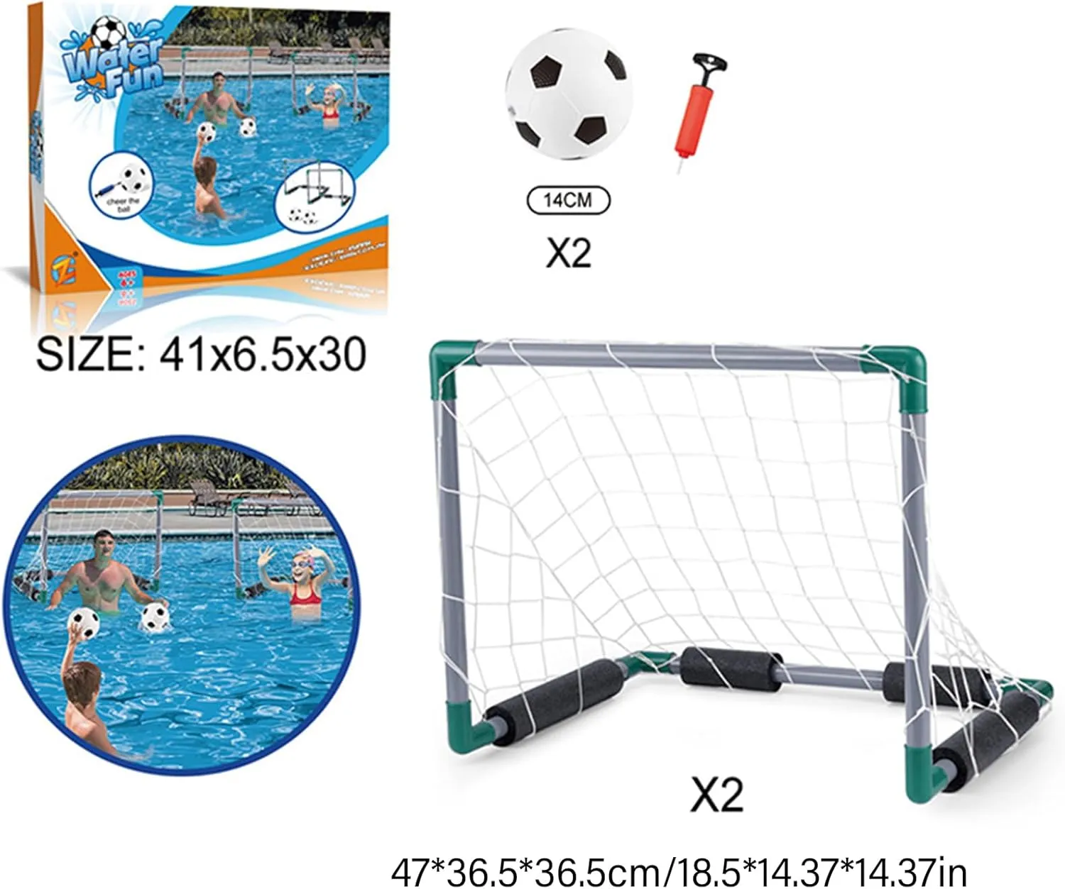Basketballs Hoop Football Net for Poolsides with and Pump Outdoor Swimming Pool Basketballs Hoop Pool Football Set
