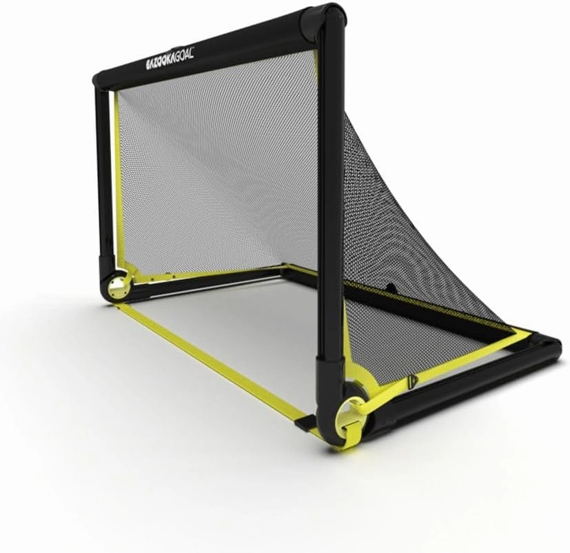 BazookaGoal Original Solid Frame Pop Up Goal - Folding Mini Soccer Goal for Kids and Adults - Portable Goal Post - Easy to Set-up & Steady