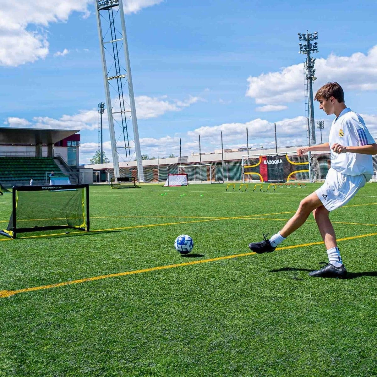 BazookaGoal Original Solid Frame Pop Up Goal - Folding Mini Soccer Goal for Kids and Adults - Portable Goal Post - Easy to Set-up & Steady