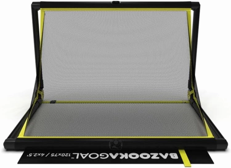 BazookaGoal Original Solid Frame Pop Up Goal - Folding Mini Soccer Goal for Kids and Adults - Portable Goal Post - Easy to Set-up & Steady