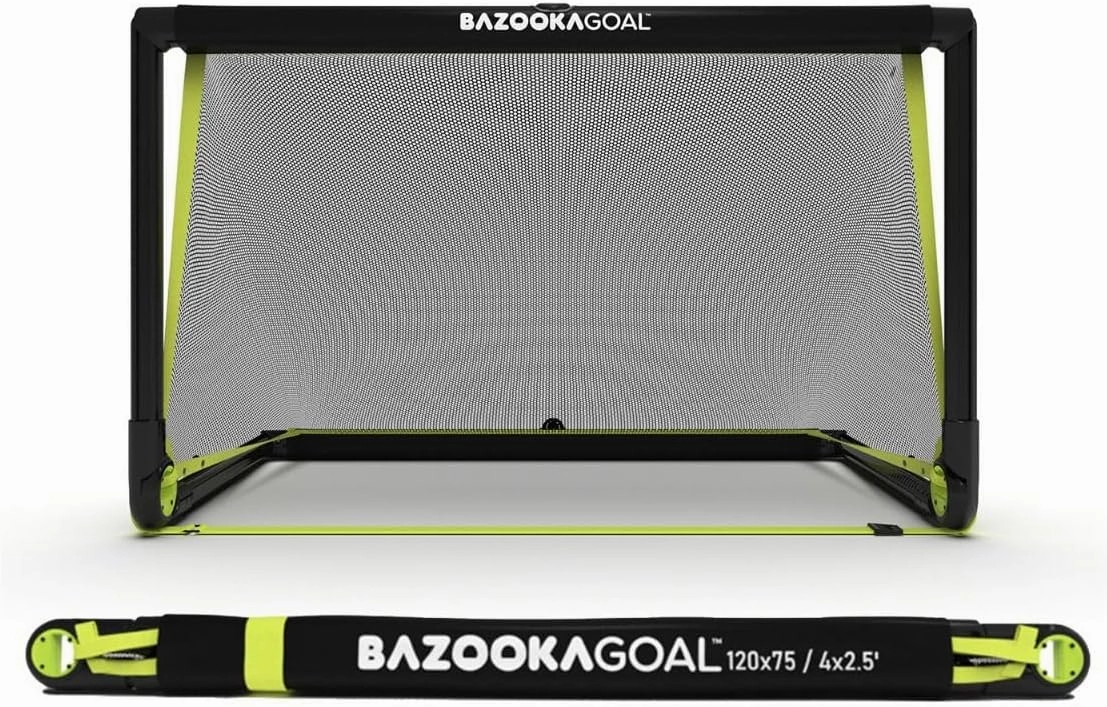 BazookaGoal Original Solid Frame Pop Up Goal - Folding Mini Soccer Goal for Kids and Adults - Portable Goal Post - Easy to Set-up & Steady