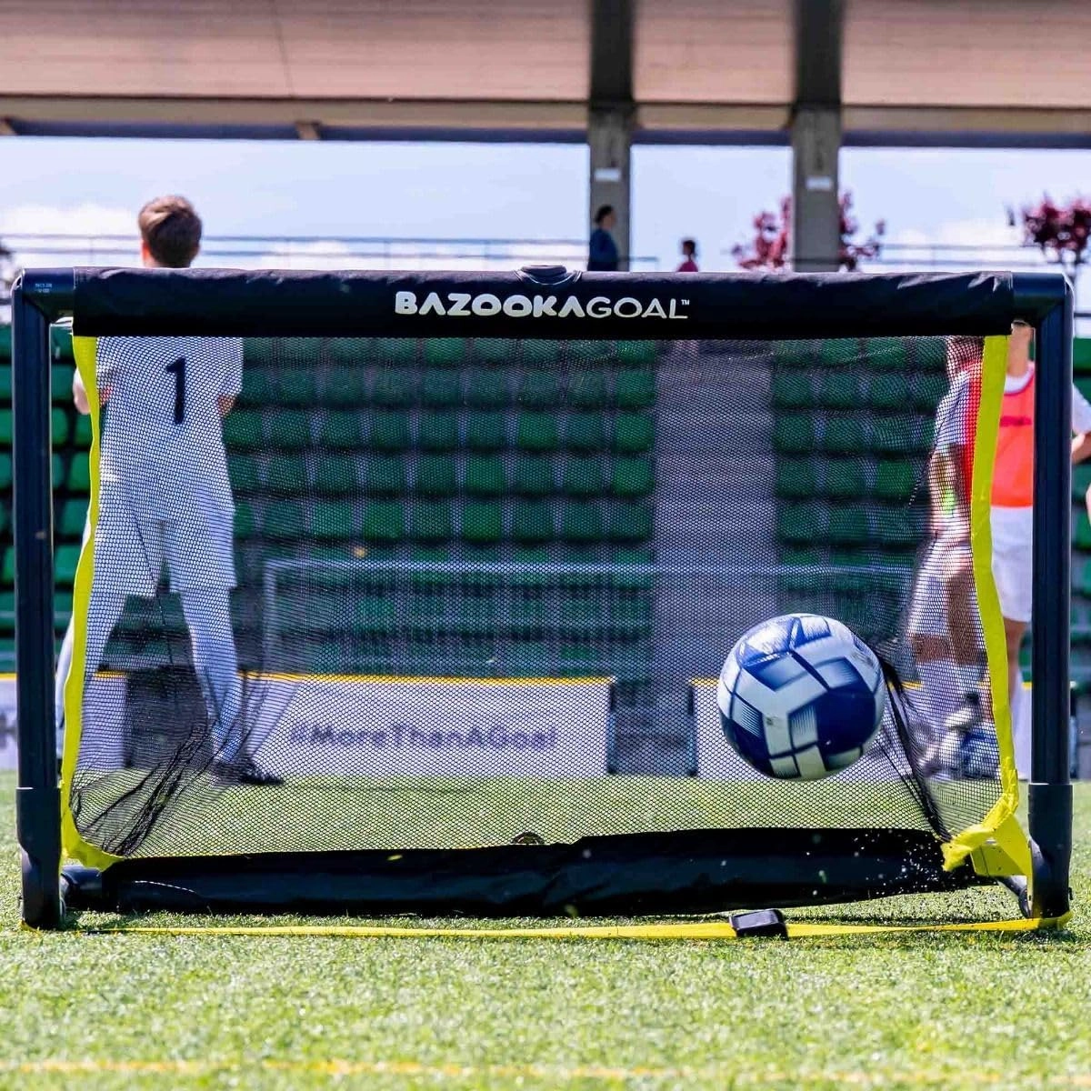 BazookaGoal Original Solid Frame Pop Up Goal - Folding Mini Soccer Goal for Kids and Adults - Portable Goal Post - Easy to Set-up & Steady