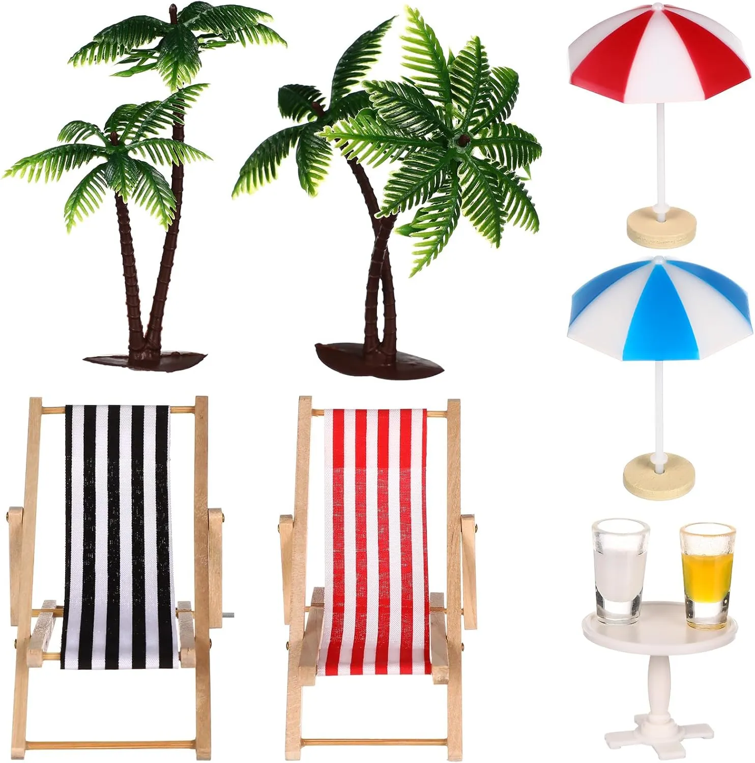 Beach Zen Garden Accessories Set Model Child Miniature Plastic Umbrella Dollhouse Beach Furniture, Medium, G9XP40EO25K1299NZ39KL