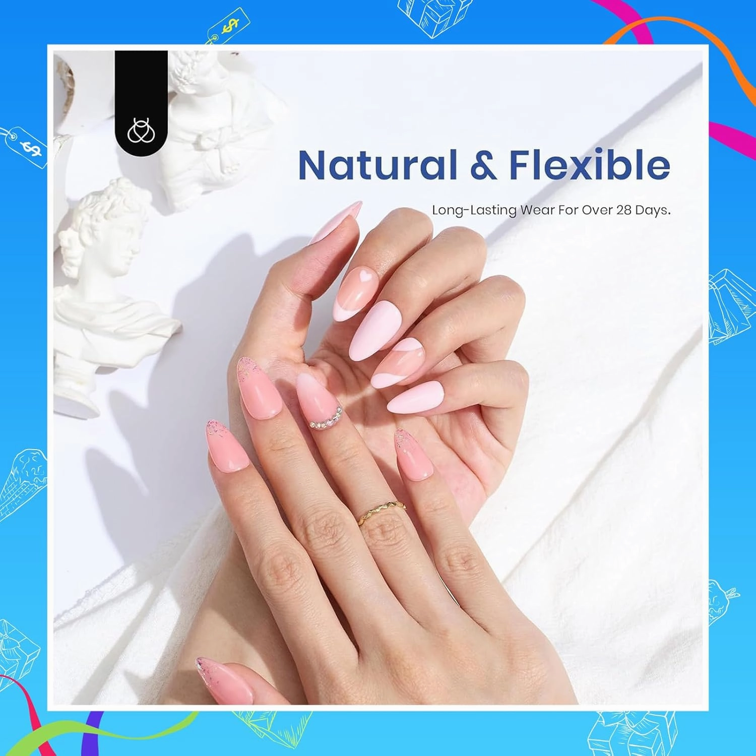 Beetles Gel Nail Kit Amond Shape - 504Pcs Beetles Gel Nail Kit Easy Nail Extension Set Etch X Nail Tips Short Almond Half Matte Nail Tips 9 in 1 Nail Glue Uv Led Nail Gift for Women & Girls