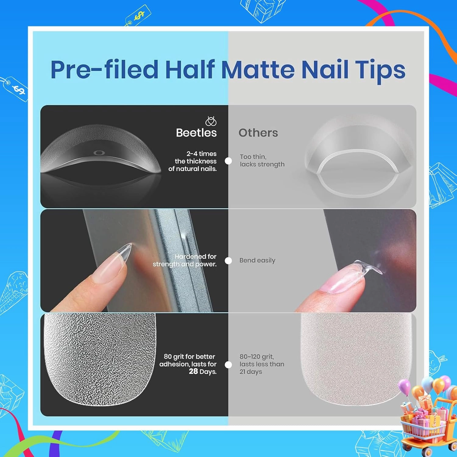 Beetles Gel Nail Kit Amond Shape - 504Pcs Beetles Gel Nail Kit Easy Nail Extension Set Etch X Nail Tips Short Almond Half Matte Nail Tips 9 in 1 Nail Glue Uv Led Nail Gift for Women & Girls