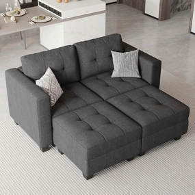 Belffin Modular Sectional Sofa with Storage Ottoman Modern Fabric L Shaped Couch with Chaise for Small Spaces Dark Grey