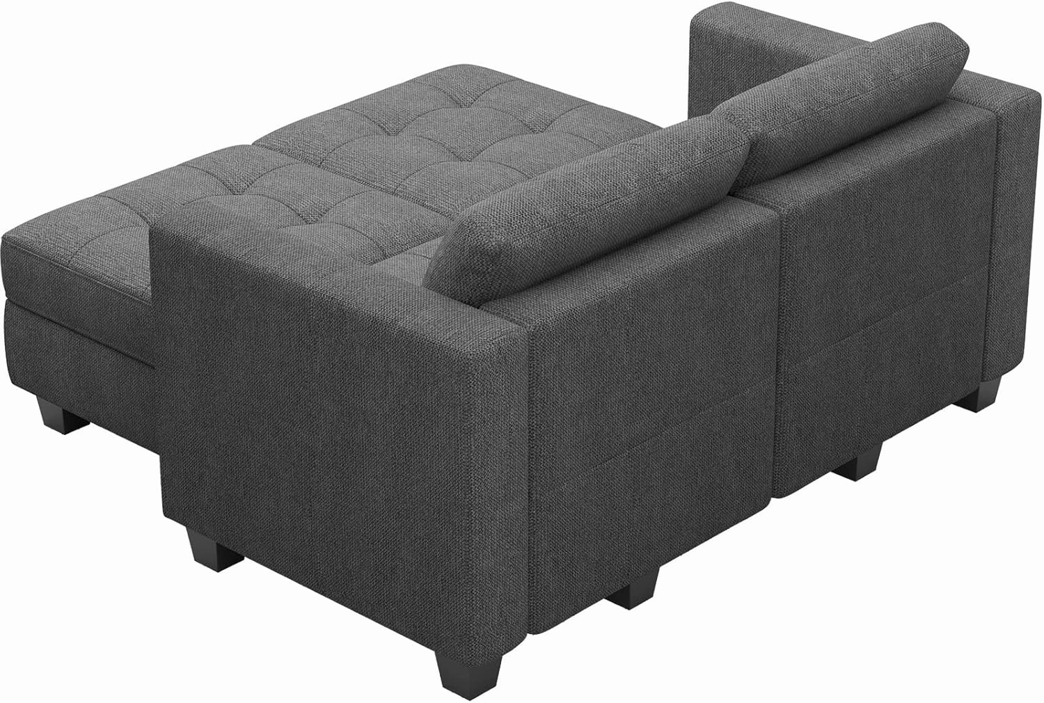 Belffin Modular Sectional Sofa with Storage Ottoman Modern Fabric L Shaped Couch with Chaise for Small Spaces Dark Grey