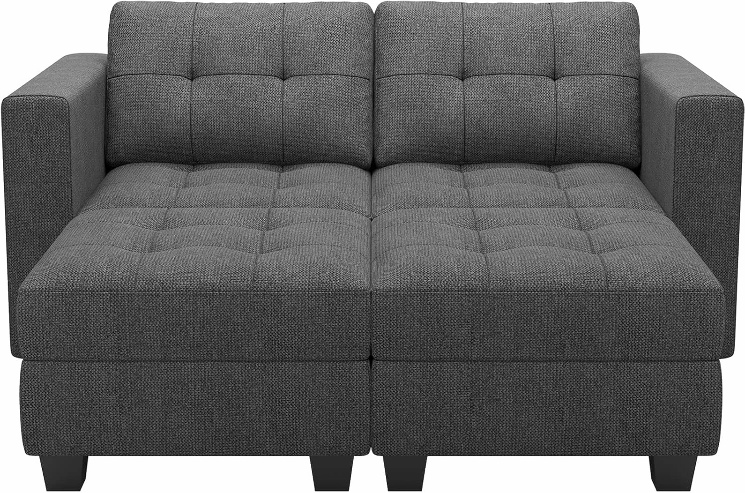 Belffin Modular Sectional Sofa with Storage Ottoman Modern Fabric L Shaped Couch with Chaise for Small Spaces Dark Grey