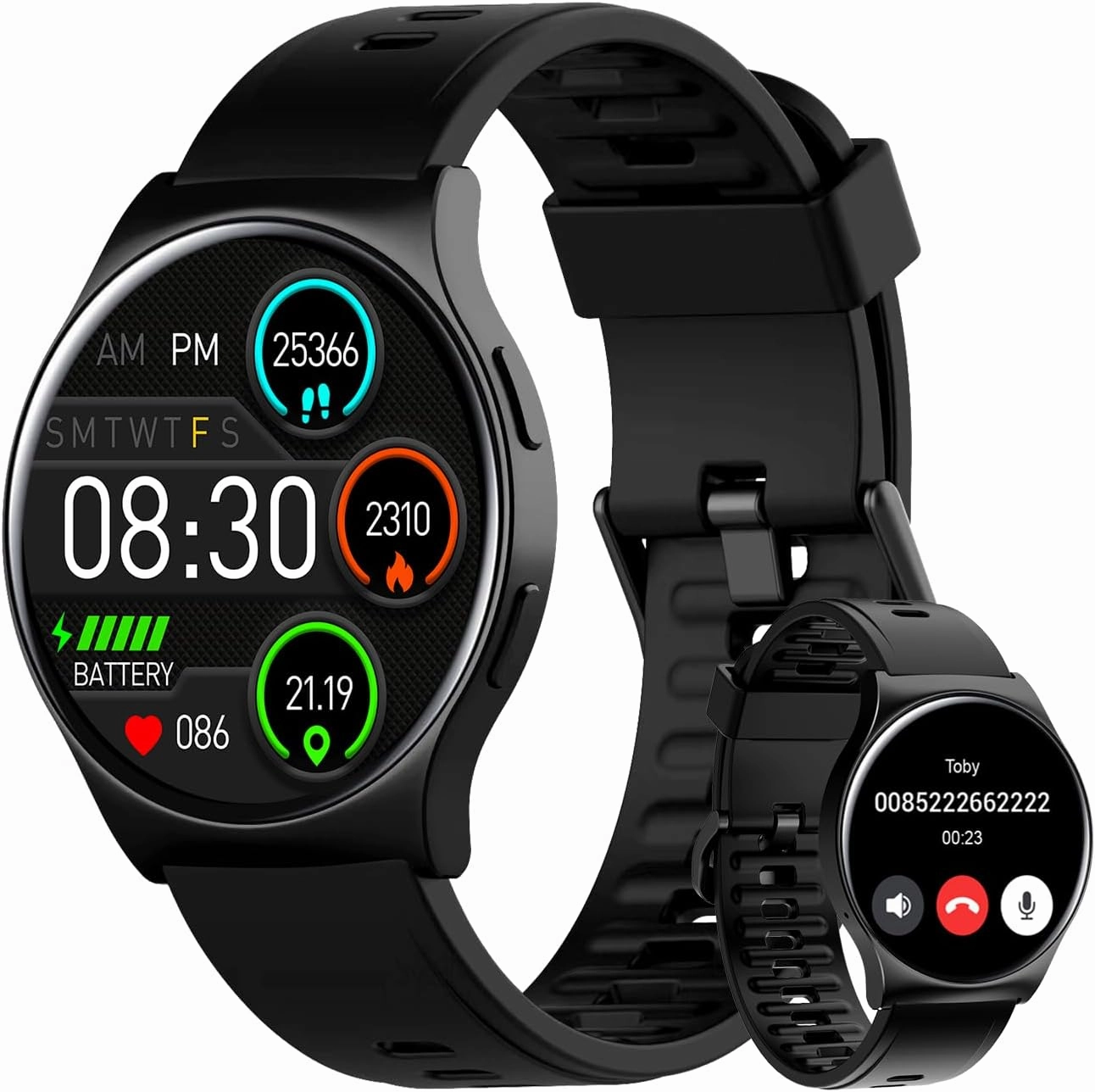 BENIO Smart Watch (Answer/Make Call), AI Watch Faces, 1.43" AMOLED with AOD, IP68 Waterproof Fitness Tracker, 24/7 Heart Rate/SpO2/Sleep Monitor/Stress, 110  Sports Modes, Compatible Android & iOS