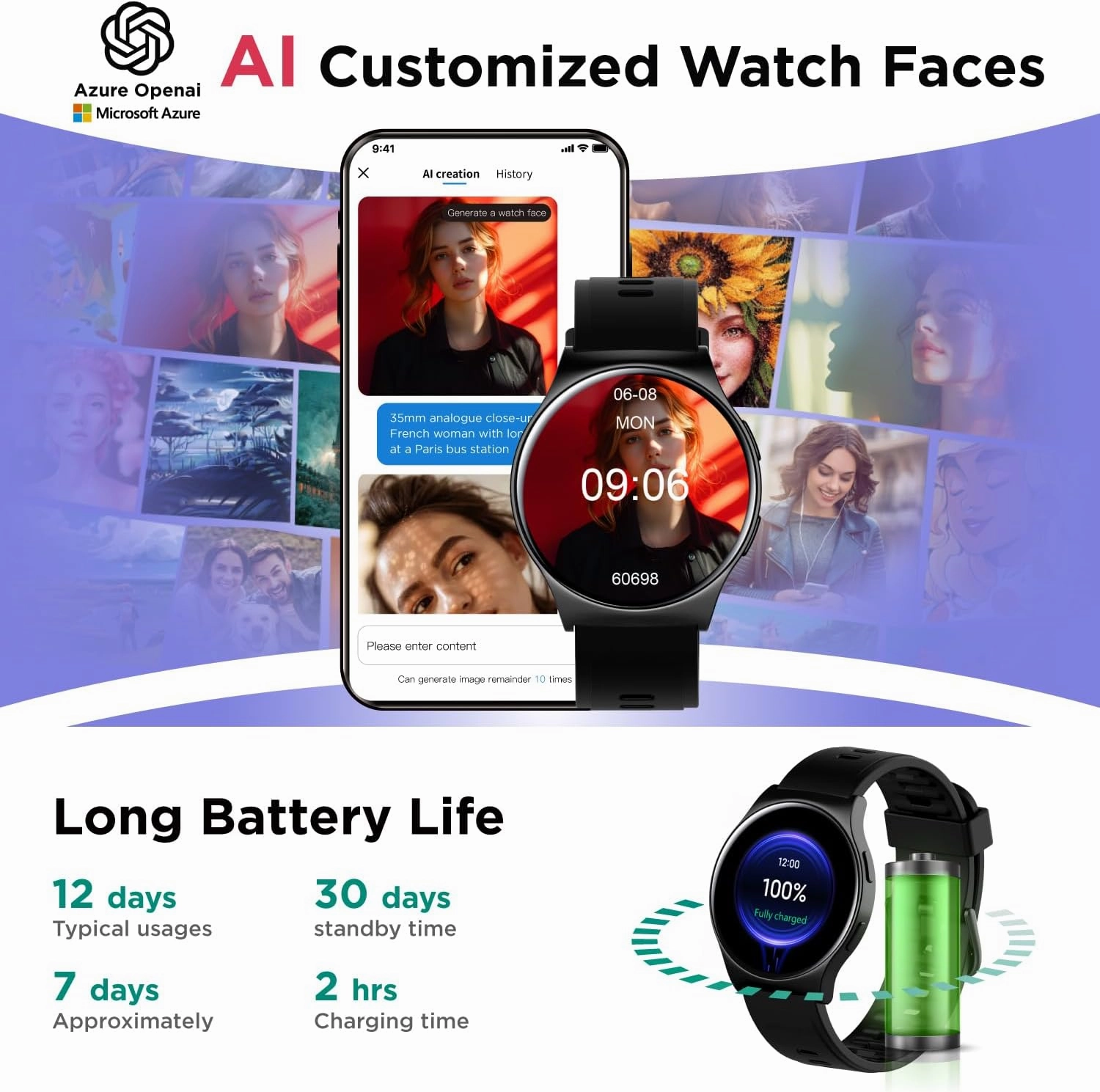 BENIO Smart Watch (Answer/Make Call), AI Watch Faces, 1.43" AMOLED with AOD, IP68 Waterproof Fitness Tracker, 24/7 Heart Rate/SpO2/Sleep Monitor/Stress, 110  Sports Modes, Compatible Android & iOS