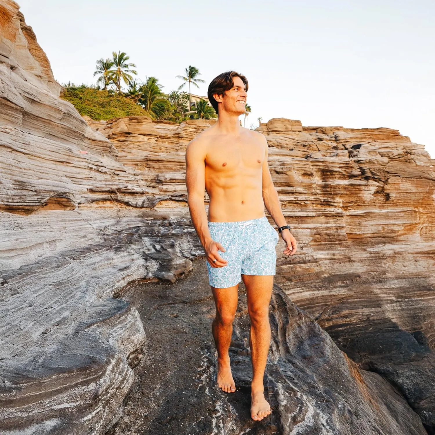 BERMIES Men’s Short Swim Trunks with Compression Liner - 4” Inseam, Quick-Dry, 4-Way Stretch, UPF 50 , Eco-Friendly Fabric