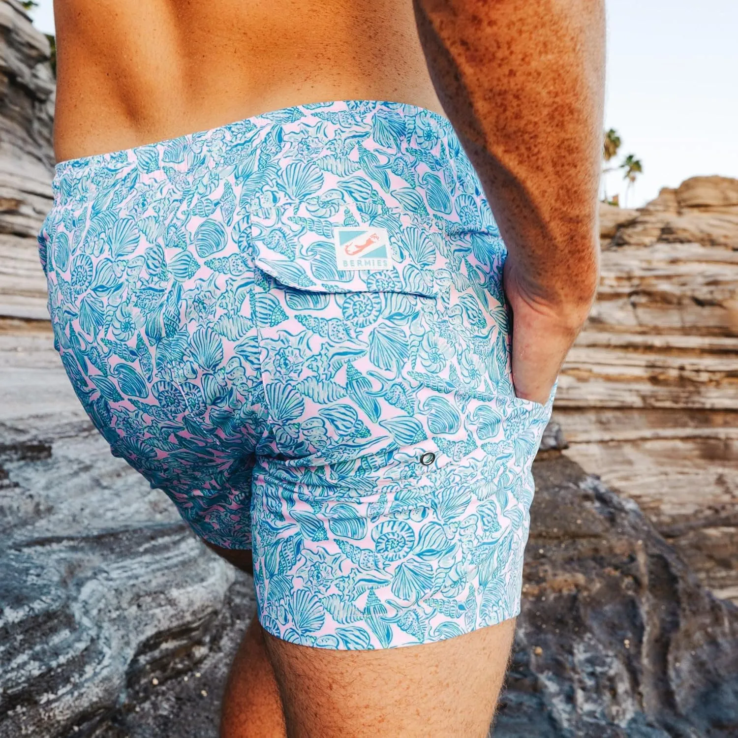 BERMIES Men’s Short Swim Trunks with Compression Liner - 4” Inseam, Quick-Dry, 4-Way Stretch, UPF 50 , Eco-Friendly Fabric