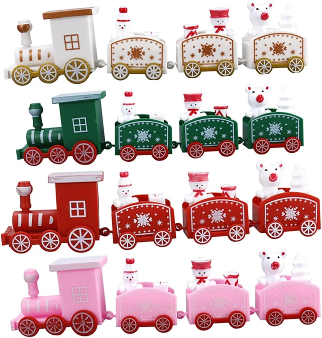 BESPORTBLE 4pcs Christmas Train Set Mini Decorative Train Figurines Boys and Girls Toys for Christmas Decorations