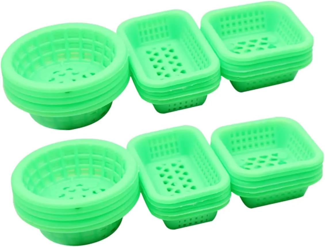 BESPORTBLE 4sets Miniature Basket Set for Dollhouse Abs Plastic Baskets Simulated Craft Storage Decor 30pcs*4