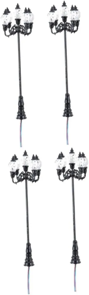 BESTonZON 4pcs Miniature Street Lamps for Dollhouse Decor Scale Village Street Lamp Decorative Mini Lights for Sand Table Warm Glow for Miniature Scenes