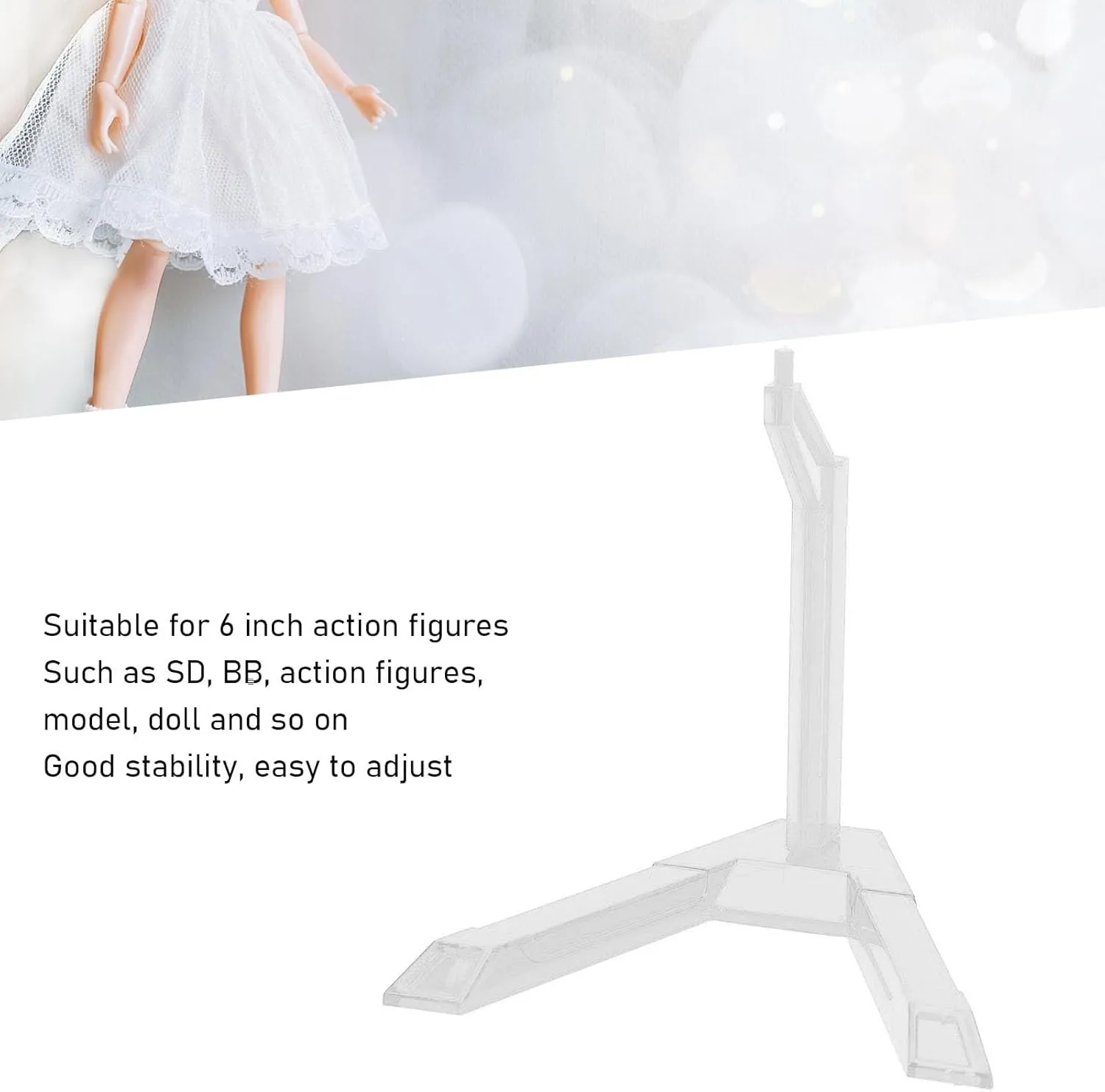 Beufee Clear Action Figure Display, 10PCS Multipurpose Plastic Flexible Action Base Holder Action Figure Display Stand for SD BB HG 1/144 Scale (Transparent)