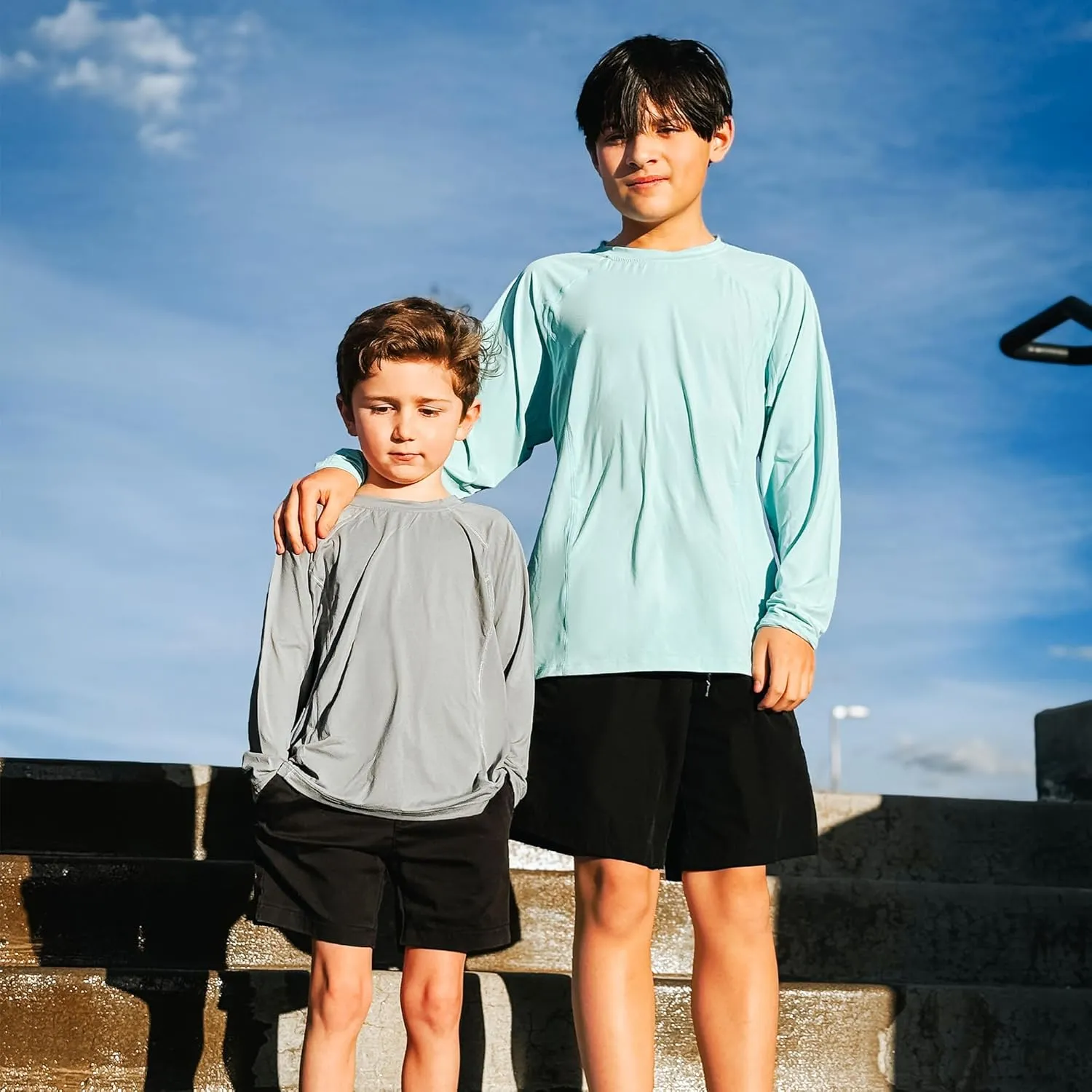 BIG ELEPHANT 3 Pack Boys Long Sleeve Rashguard – UPF 50 ,Quick-Dry Athletic Shirts for Youth, Breathable Crew Neck