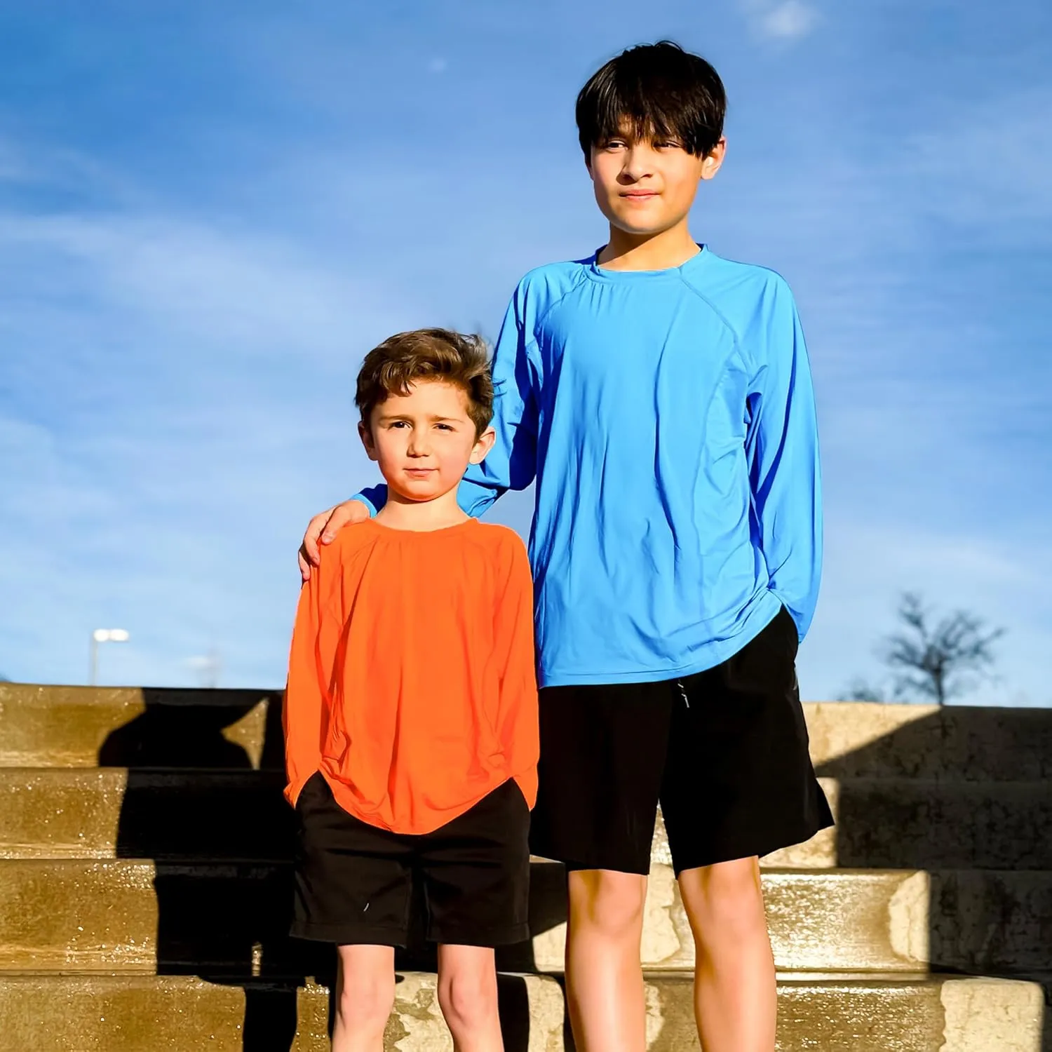 BIG ELEPHANT 3 Pack Boys Long Sleeve Rashguard – UPF 50 ,Quick-Dry Athletic Shirts for Youth, Breathable Crew Neck