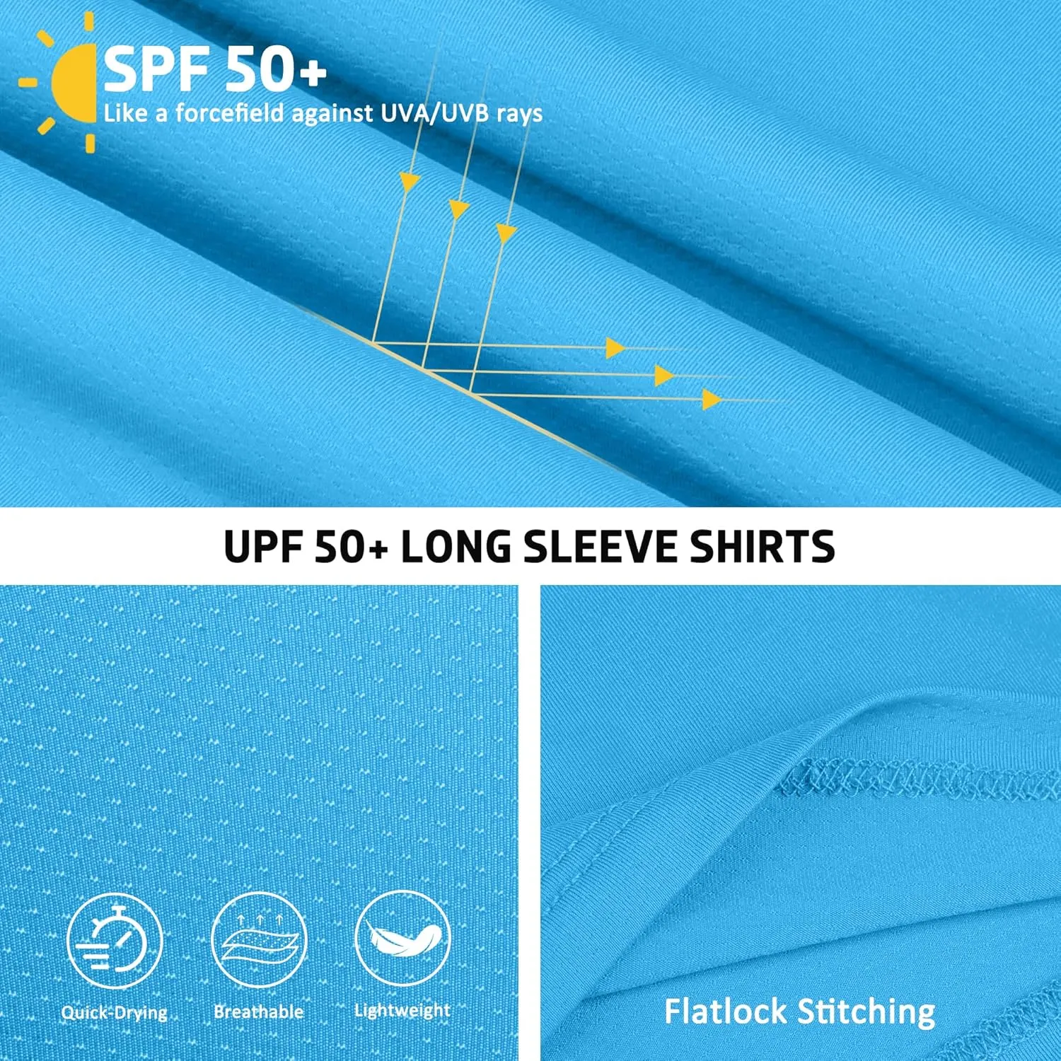 BIG ELEPHANT 3 Pack Boys Long Sleeve Rashguard – UPF 50 ,Quick-Dry Athletic Shirts for Youth, Breathable Crew Neck